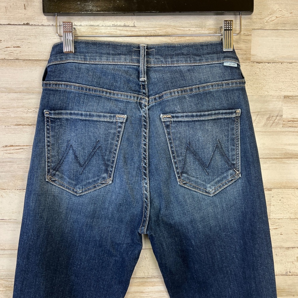 Mother The Mid Rise Dazzler Ankle Jeans On The Edge Dark Blue 1696-104 Size 26 - Picture 4 of 13